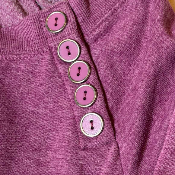 Roxy Button-Shoulder Pullover Sweatshirt Purple LG - Picture 4 of 5